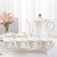 NEW $70 14 pcs Tea Set of 6 with Tea Tray & Spoons