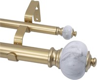 Double Window Curtain Rod-Gold, Marble Urn Finial