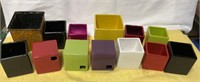 Box of multiple square vases