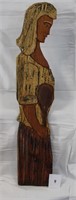 HAND CARVED WOODEN COLONIAL WOMAN BAKER