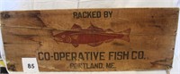 CO-OPERATIVE FISH CO. PORTLAND, MAINE WOODEN SIGN