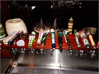 (12) Assorted Tap Handles and Decorative Bottle
