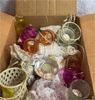 Large box of decorative candleholder baskets