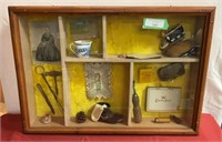 Large display box with a lot of vintage items &