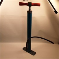 Blue and red bicyle pump