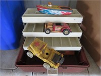 Plastic Tackle Box w/Vintage Toys
