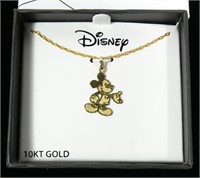 10K Yellow gold Mickey Mouse pendant with 18"