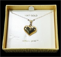 10K Yellow gold heart pendant with 18" 10K chain,
