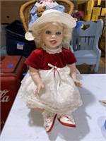 SIGNED 18IN SUNSHINE DOLL AND METAL CHAIR