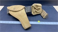 Canvas Military Belt with Holster and Pouch
