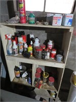 Wooden Shelf with Contents