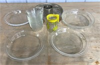 Pyrex pie plates, custard bowls and other items