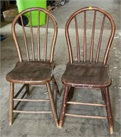 2 Wooden Chairs. Back requires repair on left.