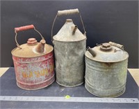 3 Vintage Fuel Cans.  NO SHIPPING