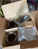 3 Large glass vases and box of approx. 12 smaller
