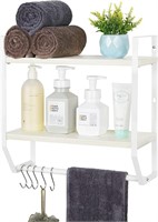 NEW 2 Tier Bathroom Shelf with Towel Bar