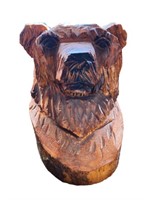 Wood Carved Bear Bust
