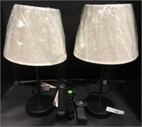 Pair Table Lamps, Flash Lights.