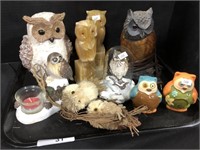 Collectible Owl Lamp, Marble Glass Bookends.