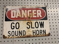 METAL ONE SIDED DANGER GO SLOW SIGN