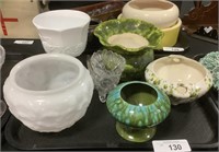 California Pottery Planter, Milk Glass, Ceramic