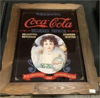 Coca-Cola Glass Advertising Sign N Frame.