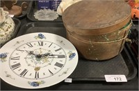 Antique Wooden Band Box & Clock Plate.