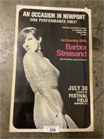 Vintage Barbra Streisand Concert Poster.