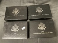 4 1990’s U.S. Mint Premier Silver Proof Sets.