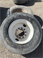 (2) 22.5 Steel Wheels w/ Goodyear 295/75R 22.5
