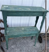 Small Painted Primitive Green Benches.