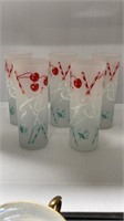 Set Of 5 Federal Vintage Frosted Cherry Glasses 6.