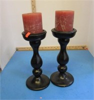 PAIR-- CANDLES & STANDS