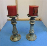 PAIR-- CANDLES & STANDS