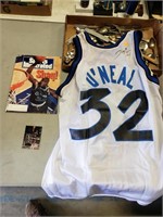 Shaq signed jersey, card and magazine