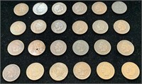 24 Indian Head Pennies 1880s 1890s 1900s
