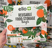 14 PACK OF ELLO REUSABLE FOOD STORAGE BAGS