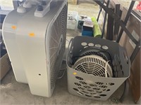 2 floor fans, 2 small fans , small basket