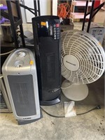 2 electric heaters, fan