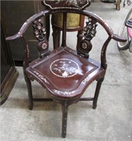 CORNER CHAIR W/ MOTHER OF PEARL INLAY