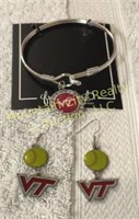 Pair of VT Softball earrings & VT bracelet