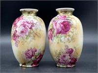 Porcelain Matching Rose Vases 4”