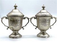 (2) Sterling Silver Lidded and Handled Leadership