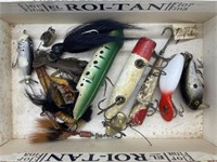 Vintage Fishing Lures in Roi-Tan Cigar Box