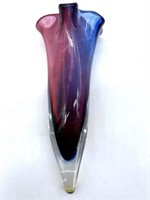 Cranberry and Blue Glass Wall Pocket 9”