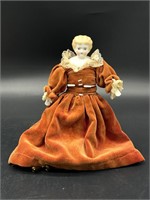 Antique China Head Doll 8.5” Blonde with Gold
