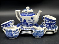 Porcelain Blue Willow Toy Tea Set