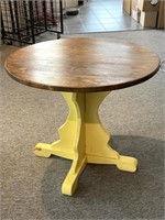 Wood Round Table with Painted Base 36” x 30.25”