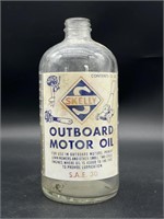 Skelly Outboard Motor Oil Glass Bottle 8”
