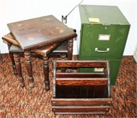 Metal 2-Drawer File Cabinet, Stacking Tables,